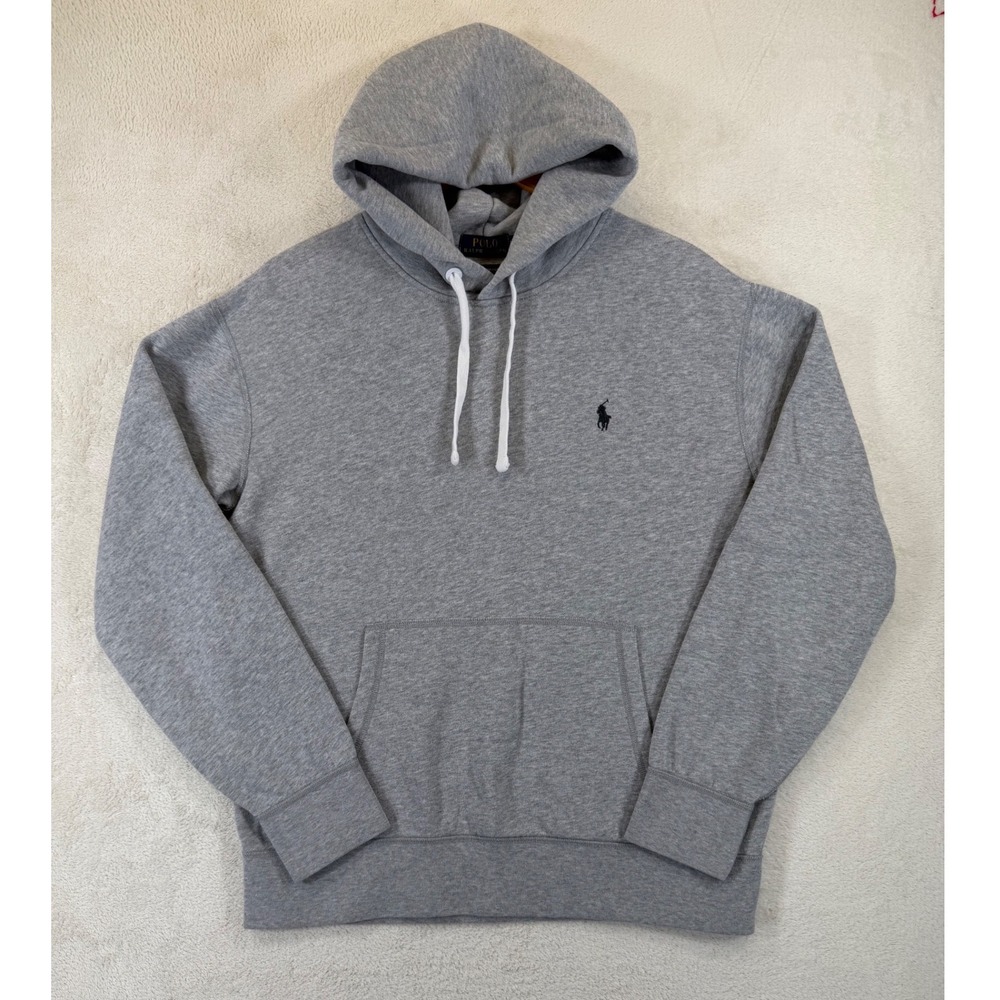 Polo Ralph Lauren Performance Hoodie Mens Large Gray Fleece Pullover Sweatshirt‎
